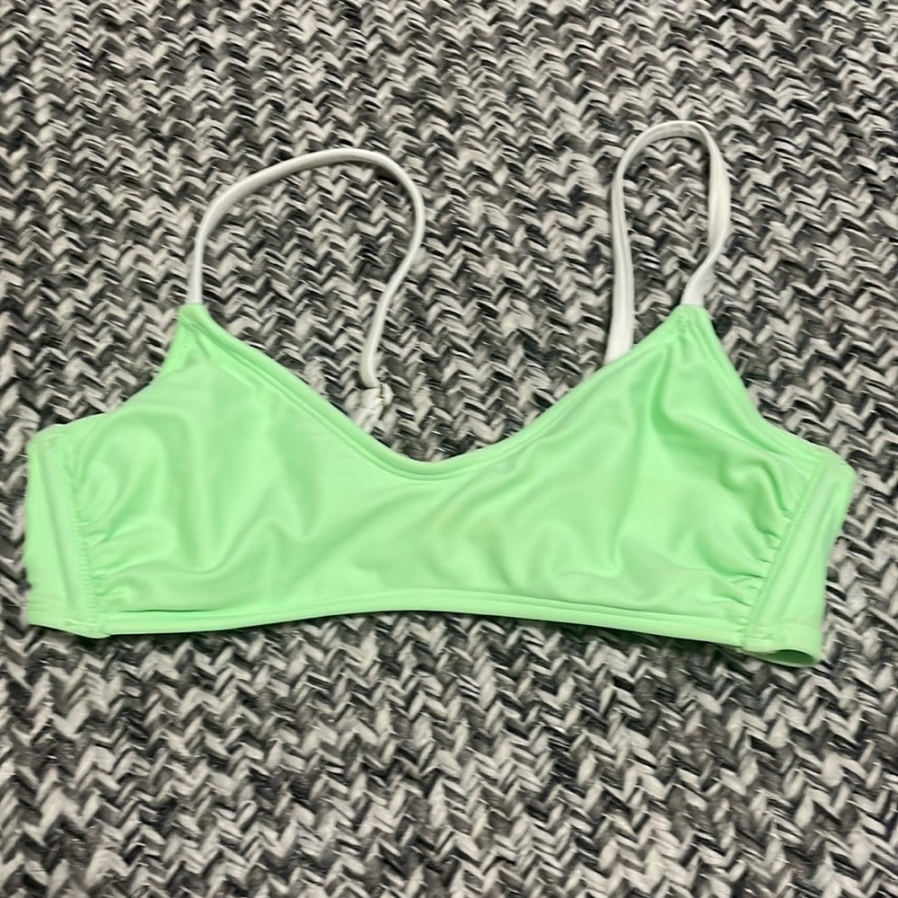 Neon green target swimsuit top